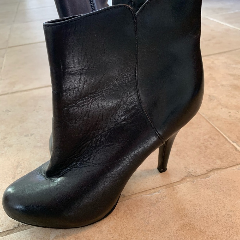 Black high heeled booties